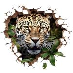3D Leopard Car Sticker| Broken Wall Look Vinyl Decal, Waterproof Self-Adhesive for Car, Bike, Laptop