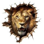 3D Lion Car Sticker| Broken Wall Look Vinyl Decal, Waterproof Self-Adhesive for Car, Bike, Laptop