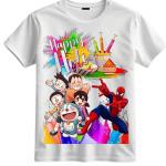 Kids Cartoon Printed Happy Holi Unisex Half Sleeve Round Neck White Tshirts |White Graphic Printed Cotton Round Neck for Kids Girls | Boys | Men Half Sleeve T-Shirt