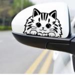 Vinyl Cute Cat Glossy Car Vehicle Sticker, 6.5 x 4.5 Inches Black