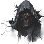 Horror Cracking Car Sticker Waterproof PVC Double-Sided Printed Decal for Car Window Bumper Funny Halloween Decal for Truck Wall Laptop Car Decor (Pack of2) (Horror Man/H, 6X6 Inch)