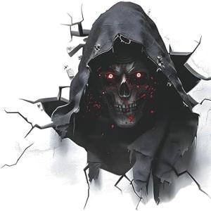 Horror Cracking Car Sticker Waterproof PVC Double-Sided Printed Decal for Car Window Bumper Funny Halloween Decal for Truck Wall Laptop Car Decor (Pack of2) (Horror Man/H, 6X6 Inch)
