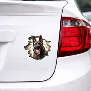 3D Dog Wall Break Sticker for Car & Bike | Glossy Finish Waterproof Vinyl Decal | Bike Stickers | car Stickers | Car Body, Bike Tank, Laptop Sticker (16 cm x 15 cm)