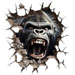 3D Gorilla Car Sticker| Broken Wall Look Vinyl Decal, Waterproof Self-Adhesive for Car, Bike, Laptop