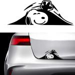 Cute Peeking Cartoon Dog Car Decal | Black Vinyl Sticker 8 x 3 Inches | Waterproof Window & Bumper Sticker for Cars, Trucks & SUVs