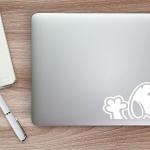 Cute Waving Cartoon Dog Car Decal | White Vinyl Sticker 8 Inch | Waterproof Window, Bumper & Laptop Decal