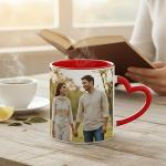 Personalized Heart Handle Photo Mug – Custom Photo & Name Printed Ceramic Coffee Mug 325 ml – Valentine’s Day Gift for Couples, Girlfriend, Boyfriend, Anniversary, Birthday