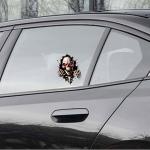 Gothic Skull Design Car and Bike Sticker, 3D Effect, Red and Black