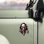Gothic Skull Design Car and Bike Sticker, 3D Effect, Red and Black