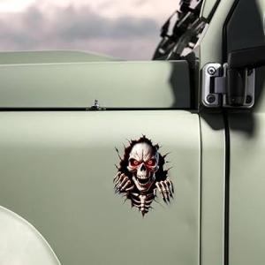 Gothic Skull Design Car and Bike Sticker, 3D Effect, Red and Black